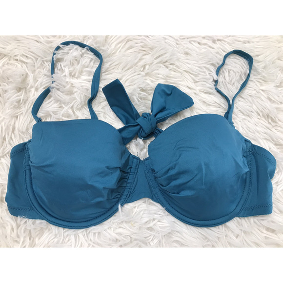 Tommy Bahama women's Swim top bikini top tie back blue 34D Unlined Underwired - Picture 2 of 5